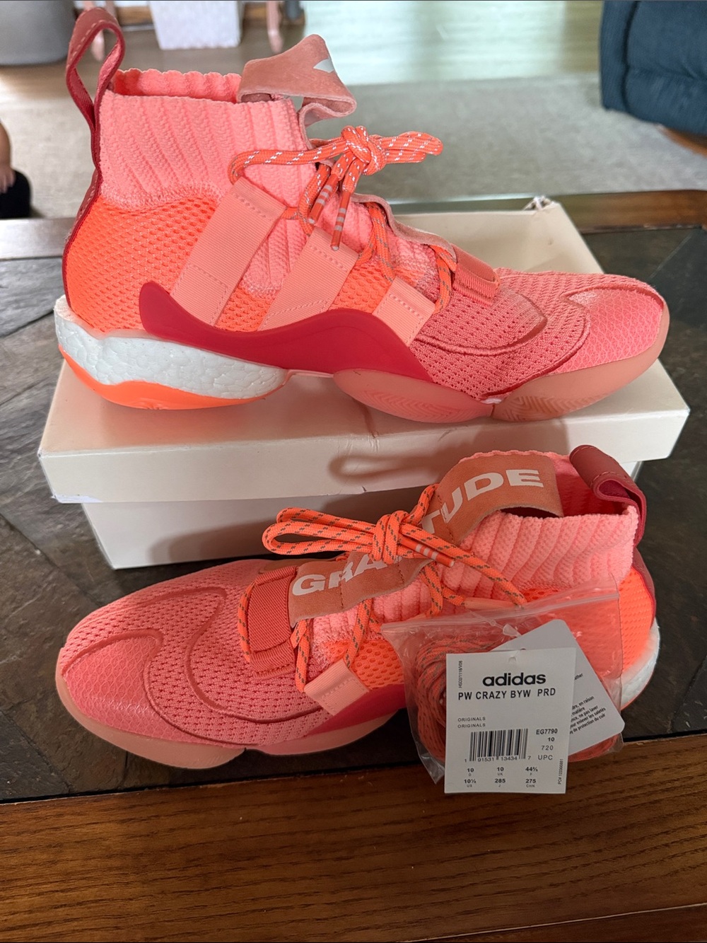 adidas Men’s PW Crazy BYW I PRD Knit Sneaker — Coral Pink